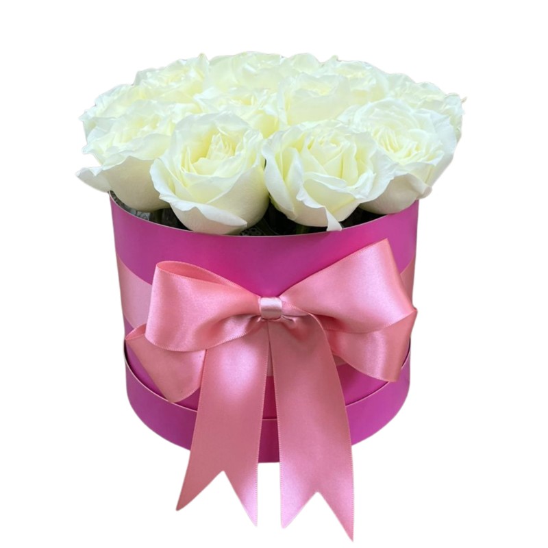 Arranjo na Caixa com 18 Rosas brancas